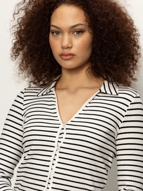 Daydreamer Knit Shirt Chalk / Black Stripe