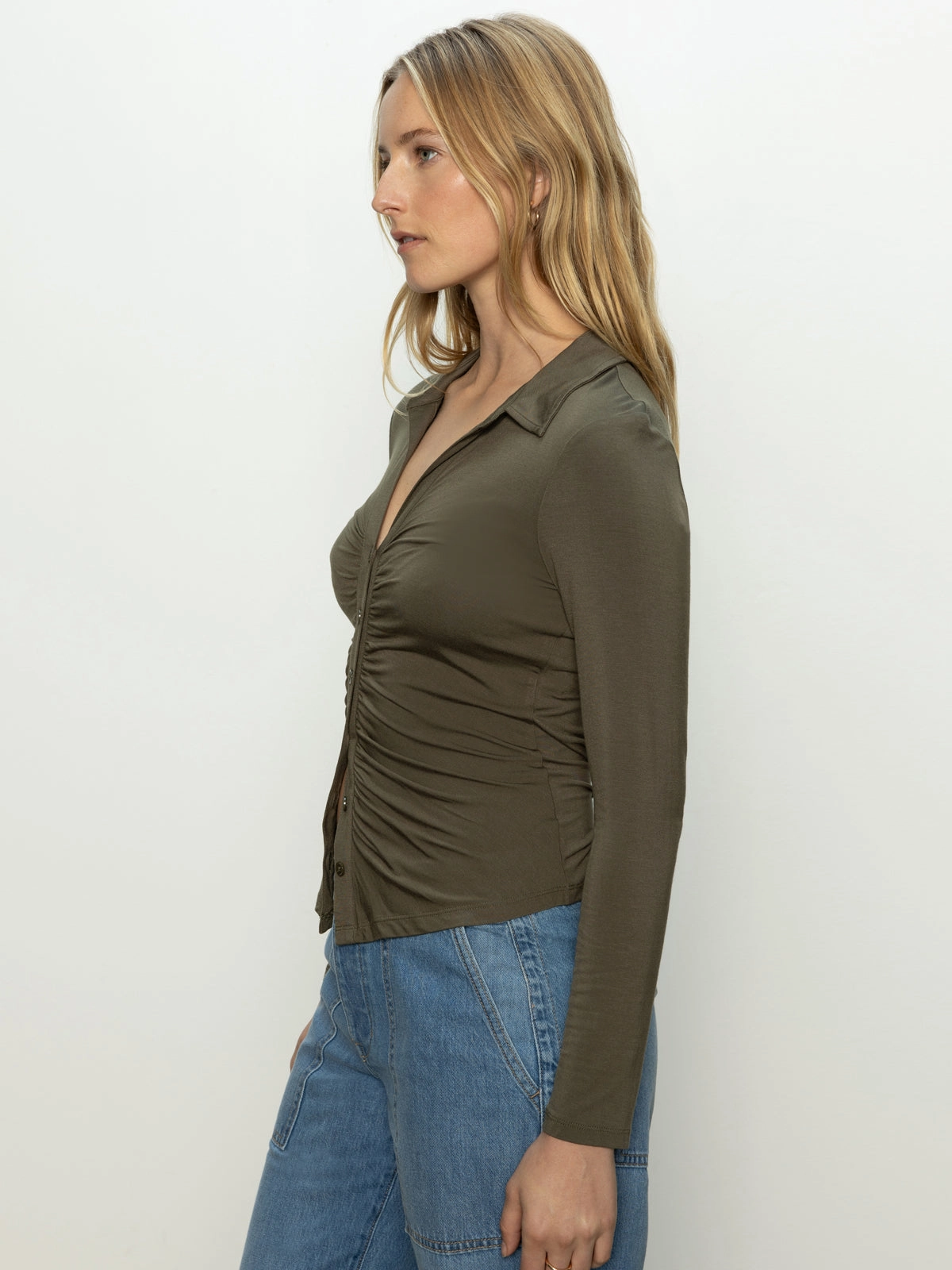 Dreamgirl Button Up Top Kalamata