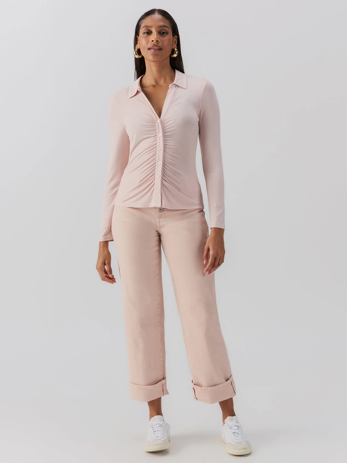 Dreamgirl Button Up Top Light Rosewood