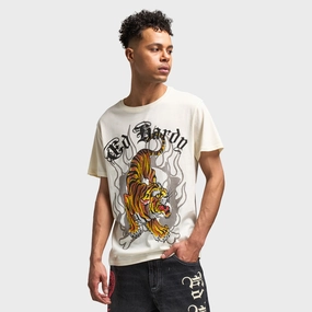 Ed Hardy Crawling Tiger Graphic T-Shirt / Ivory
