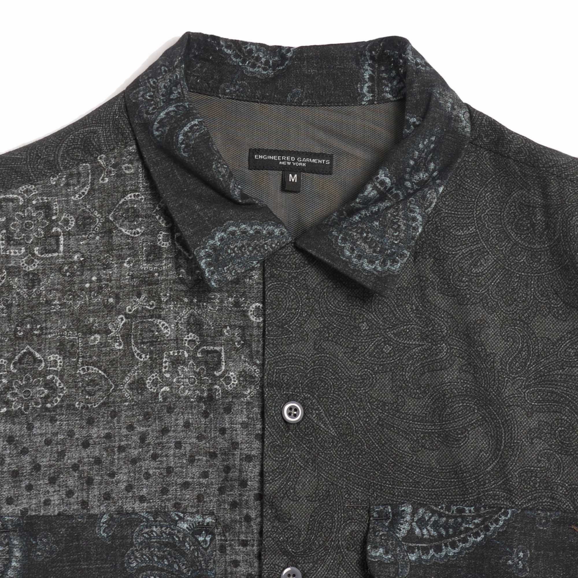 Engineered Garments Classic Shirt  Navy/Grey Cotton Deco Jacquard