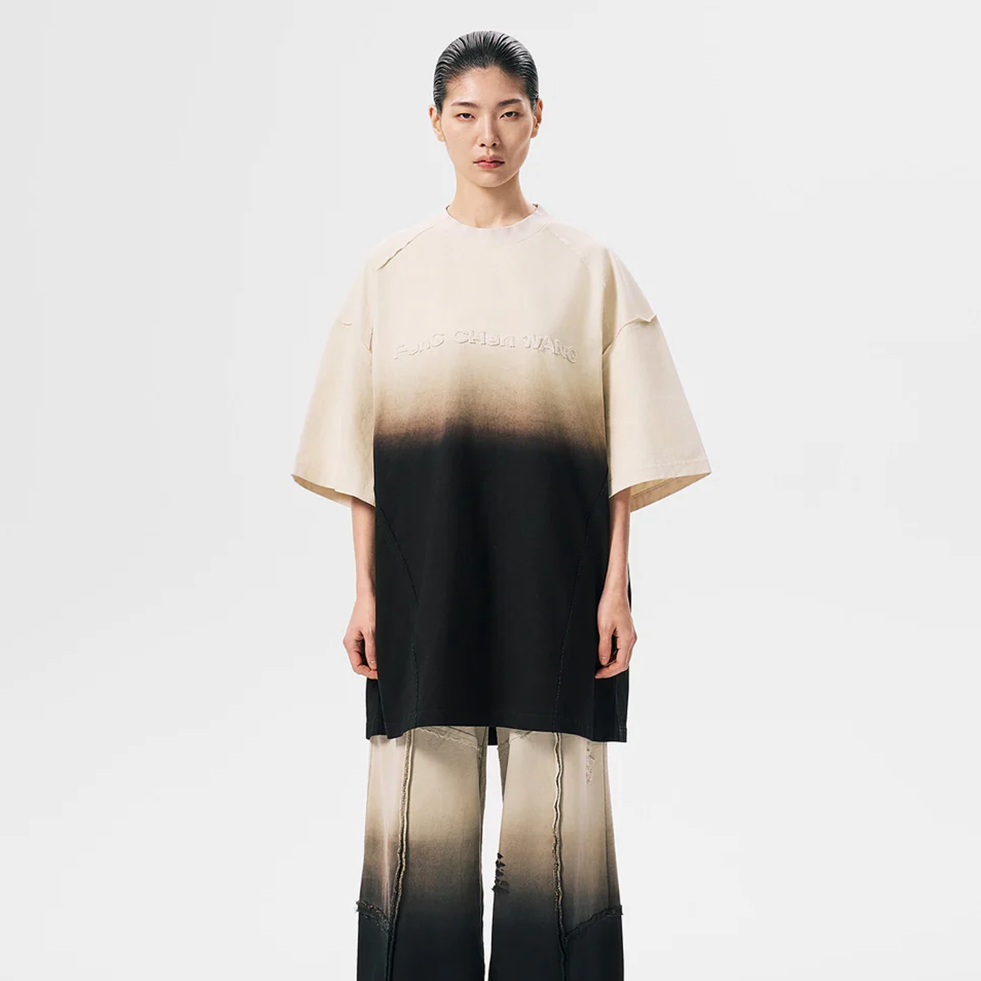Feng Chen Wang Gradient Washed Oversized T-Shirt Black Gradient