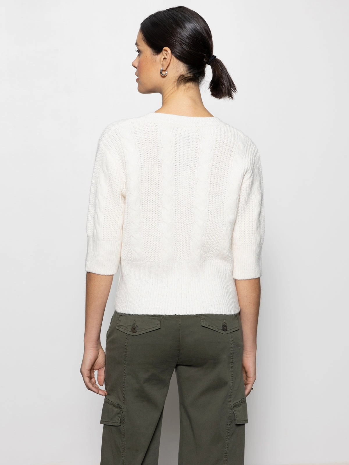 Fuzzy Cable Cardi Light Oat