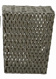 GRAY METAL STORAGE BASKET WITH MATCHING LIDS