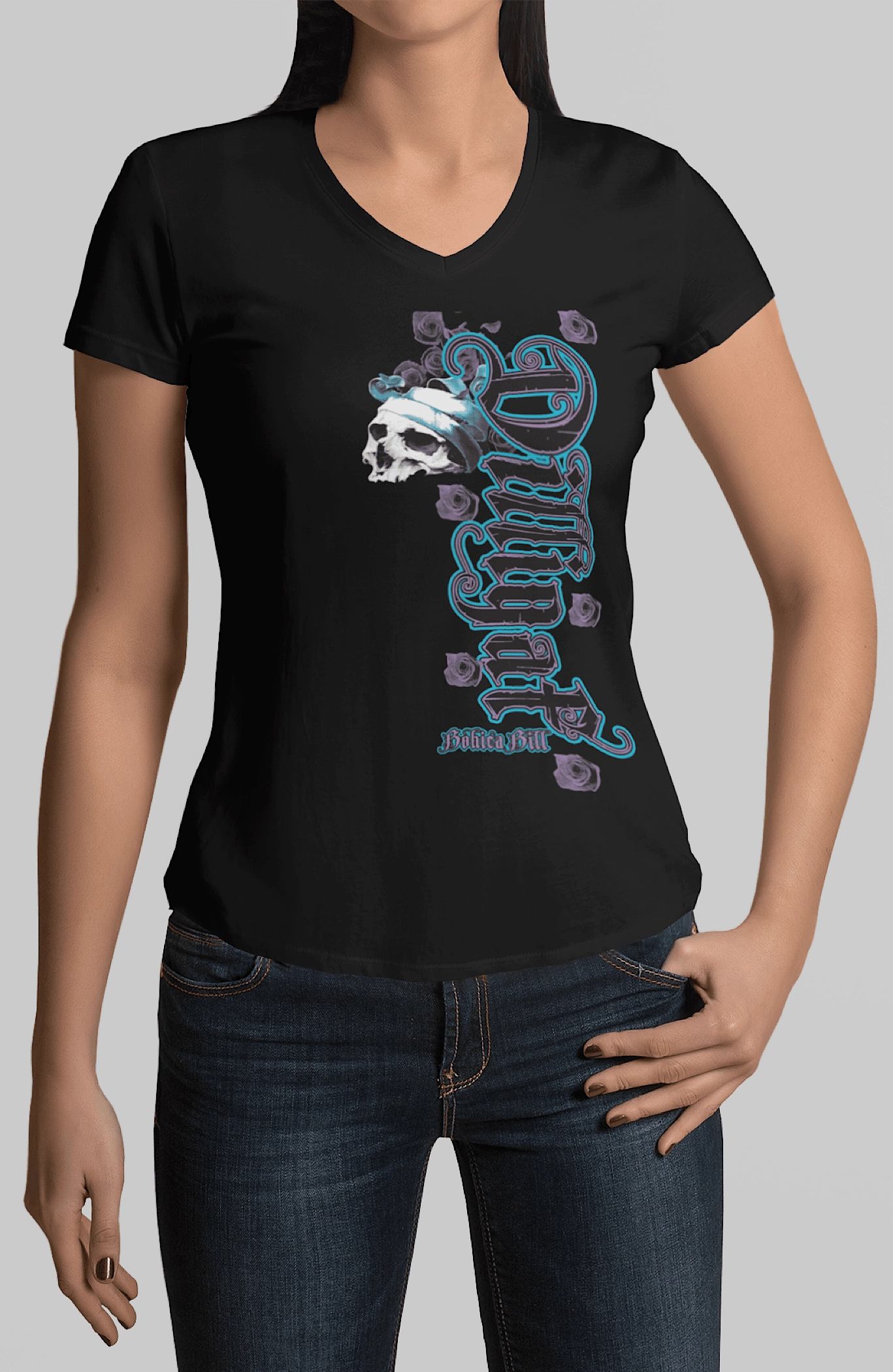 Head Wrapped Skull V Neck