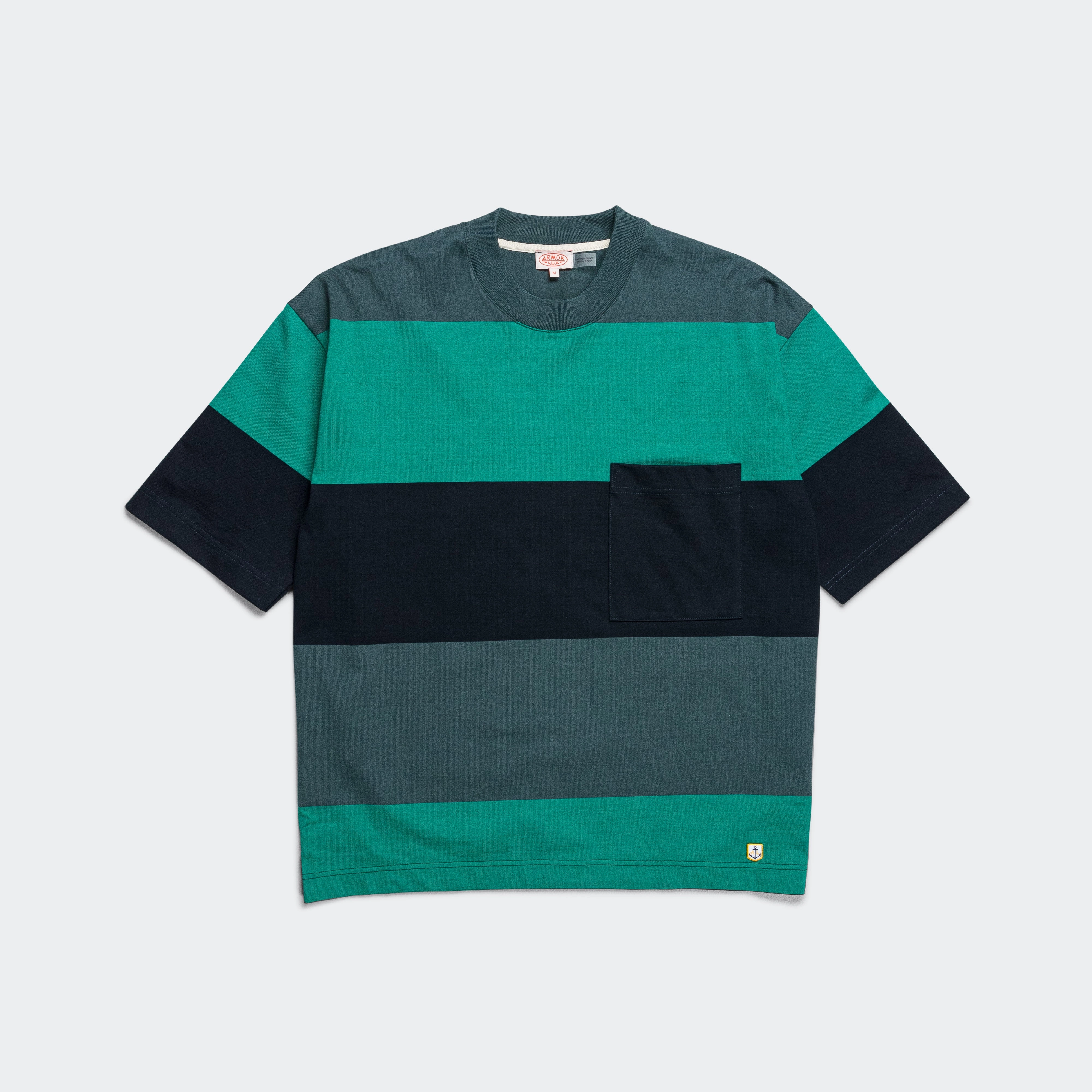 Heritage Pocket Stripe T-Shirt - Dark Storm/Aquagreen