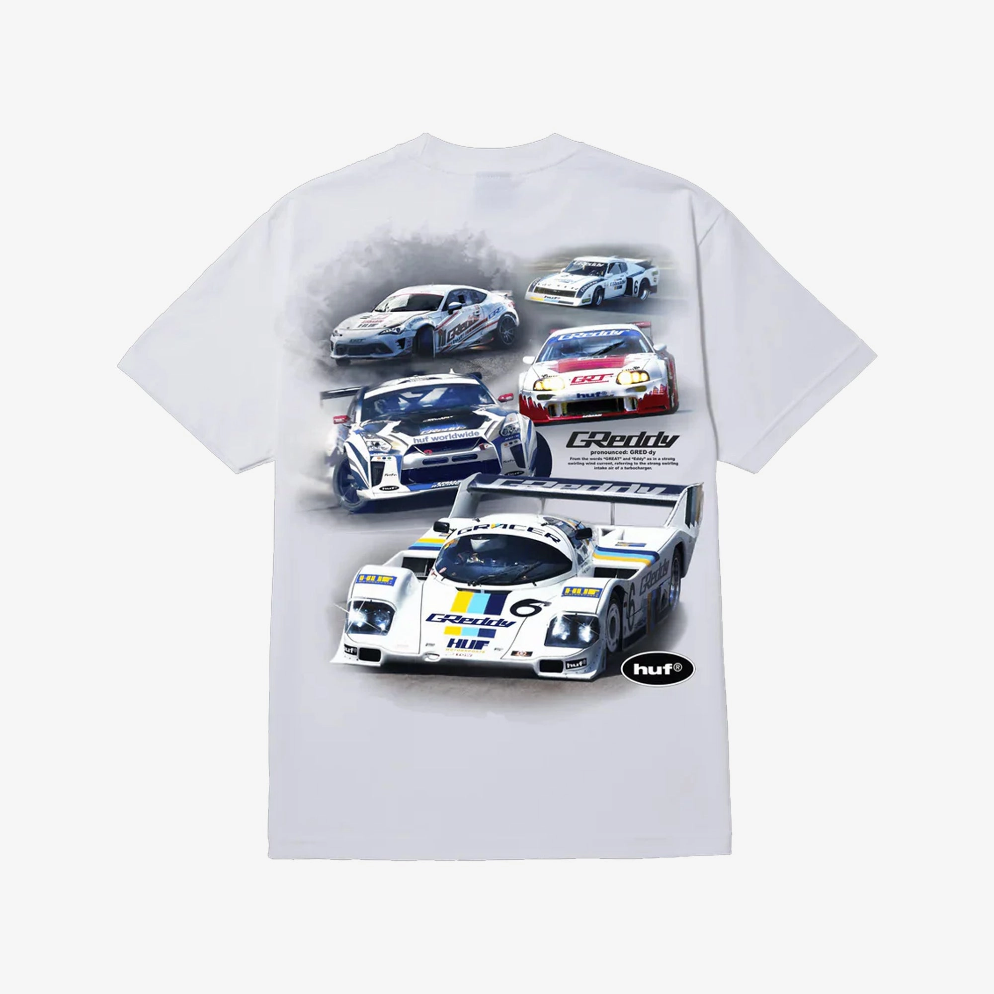 HUF | X GREDDY T-SHIRT  { WHITE