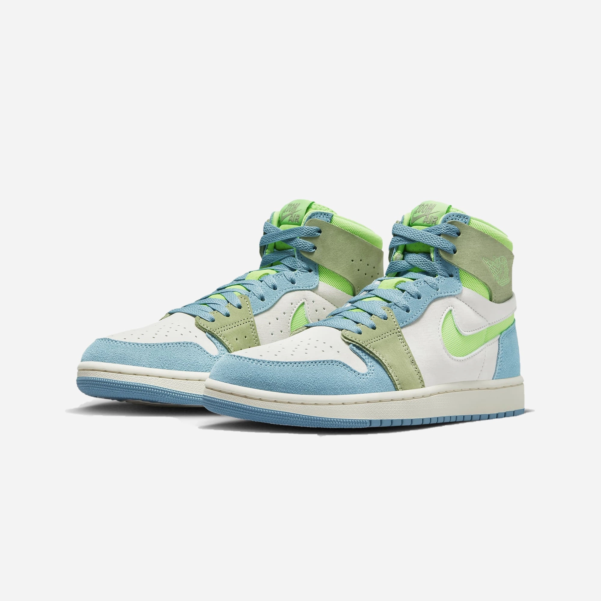 Jordan | AIR JORDAN 1 ZOOM CMFT 2  { CERULEAN/GREEN STRIKE-OIL GREEN-PHANTOM