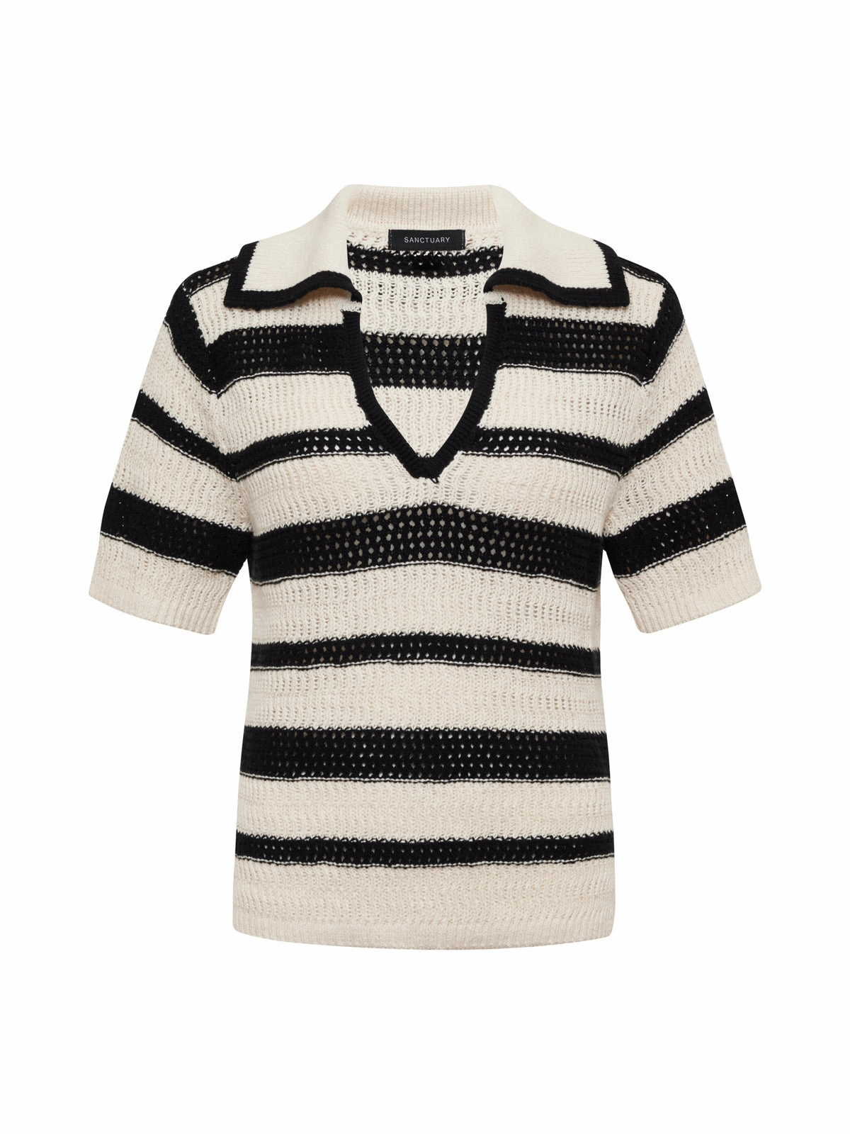 Knitted Collared Top Black Chalk