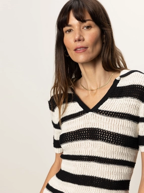 Knitted Collared Top Black Chalk