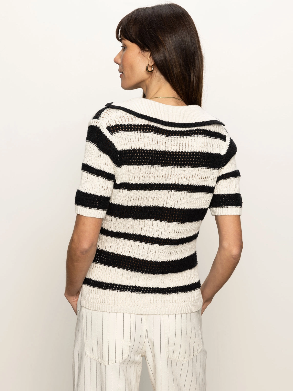 Knitted Collared Top Black Chalk