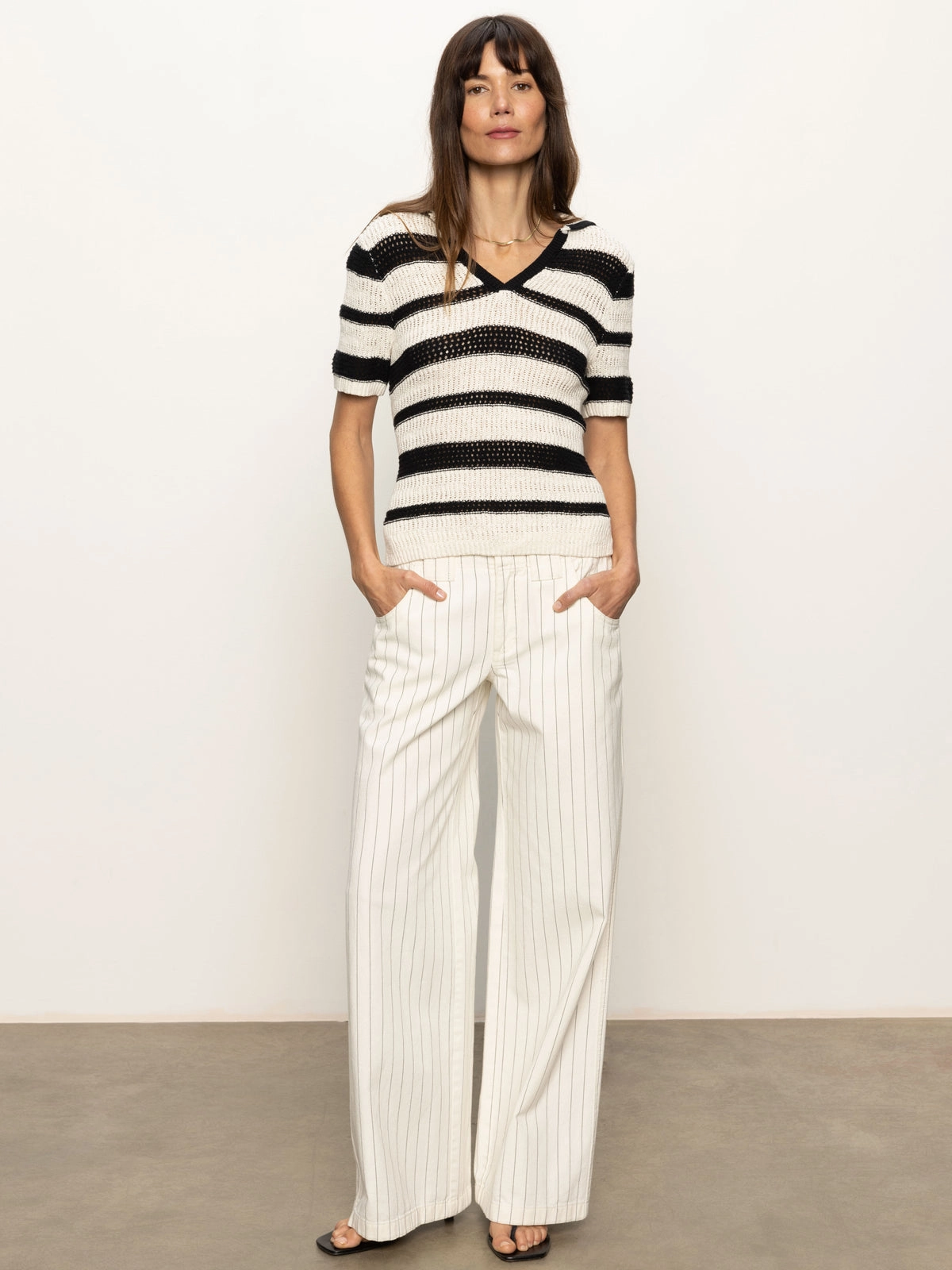 Knitted Collared Top Black Chalk