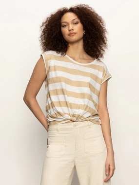 Knotted Muscle Tee White Sandstone Stripe