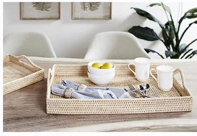 LIGHT BROWN RATTAN TRAY