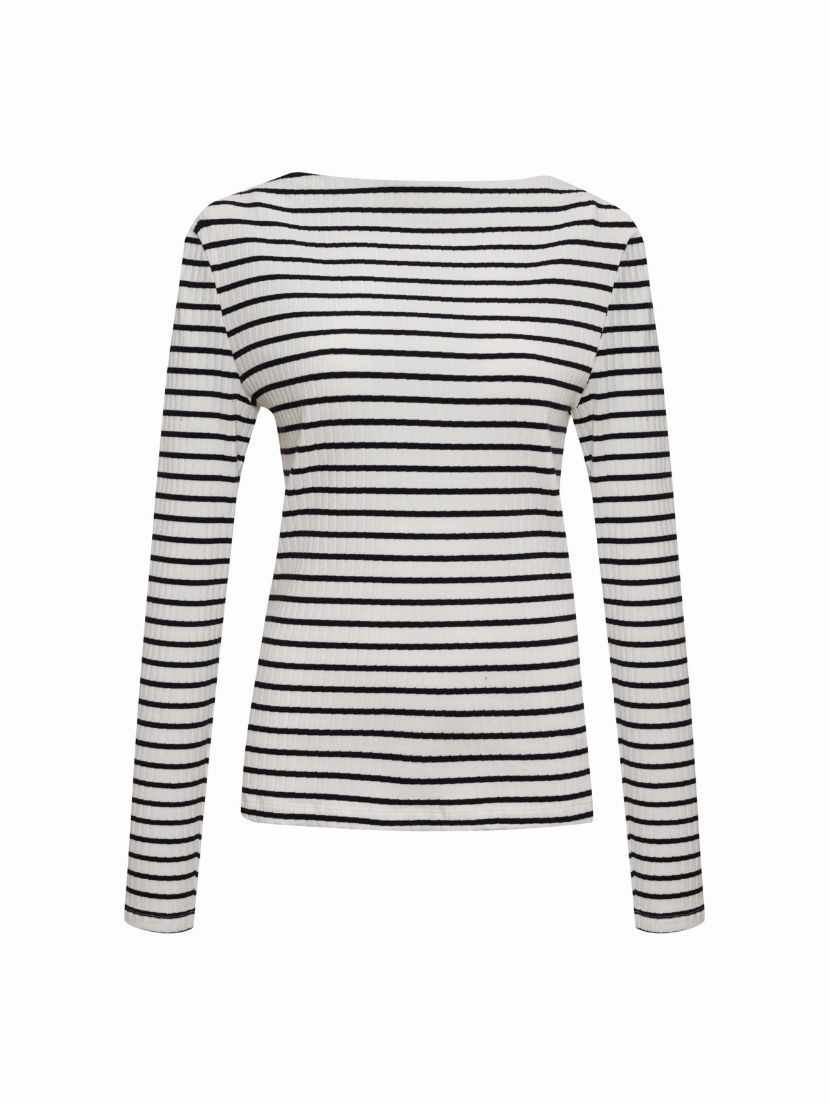 Long Sleeve Boatneck T-Shirt Chalk / Black Stripe