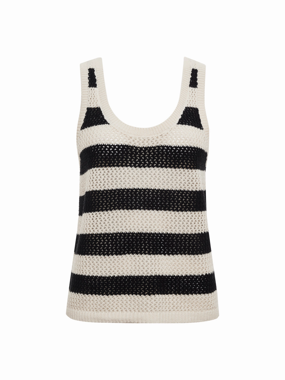 Mesh Stitch Shell Sweater Black Chalk Stripe