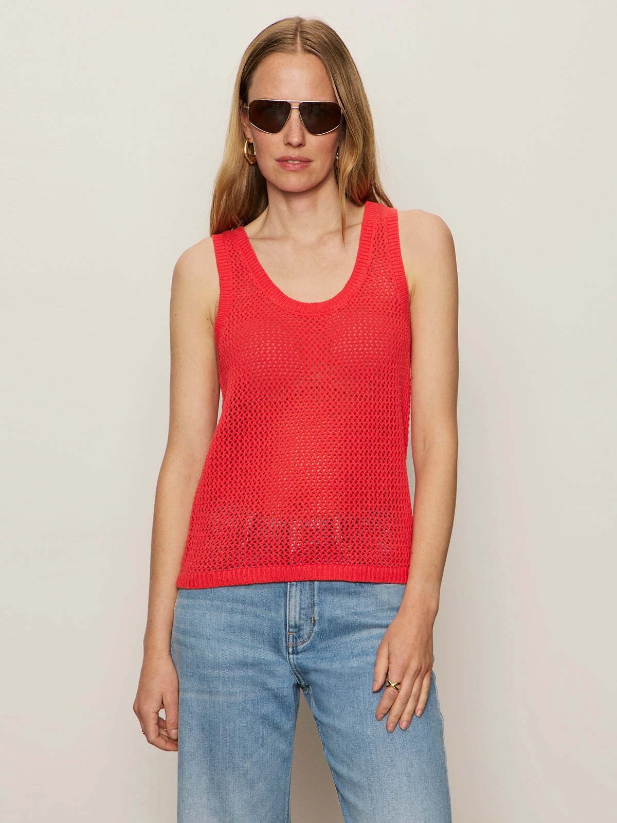 Mesh Stitch Shell Sweater Cayenne
