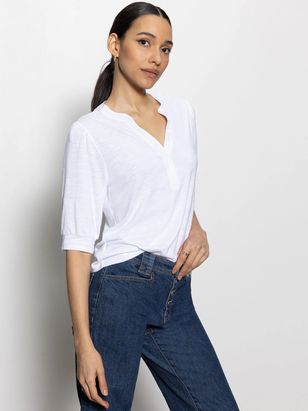 Mixed Media Tee White
