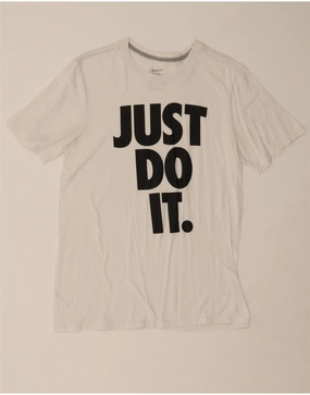 NIKE Mens Athletic Cut Graphic T-Shirt Top Small White Cotton