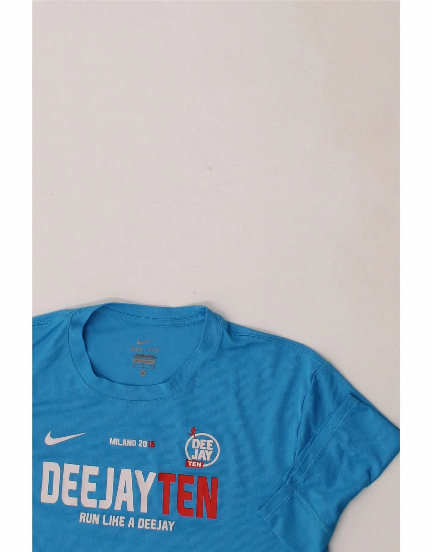 NIKE Mens DeeJay Ten Milano 2016 Graphic T-Shirt Top Medium Blue Polyester