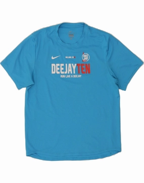 NIKE Mens DeeJay Ten Milano 2016 Graphic T-Shirt Top Medium Blue Polyester