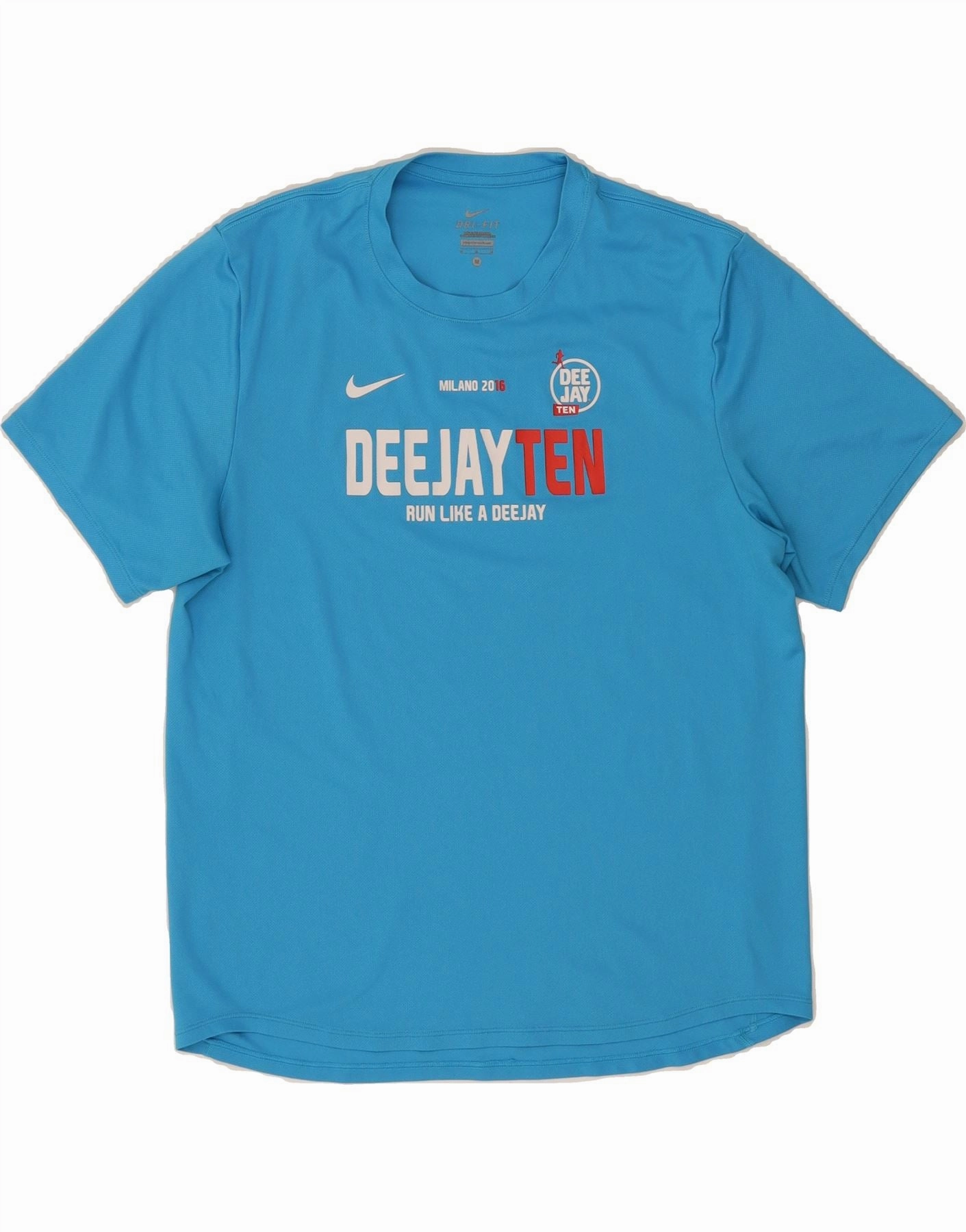 NIKE Mens DeeJay Ten Milano 2016 Graphic T-Shirt Top Medium Blue Polyester