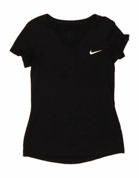 NIKE Womens Dri Fit T-Shirt Top UK 12 Medium Black Polyester