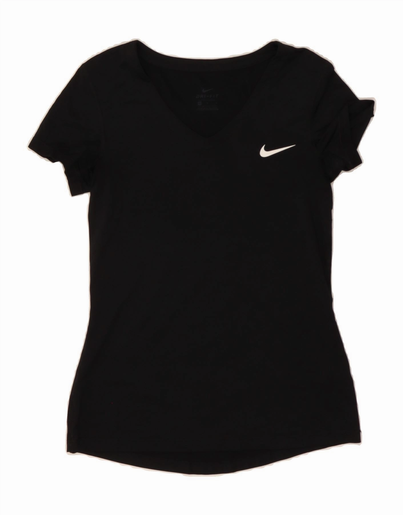 NIKE Womens Dri Fit T-Shirt Top UK 12 Medium Black Polyester