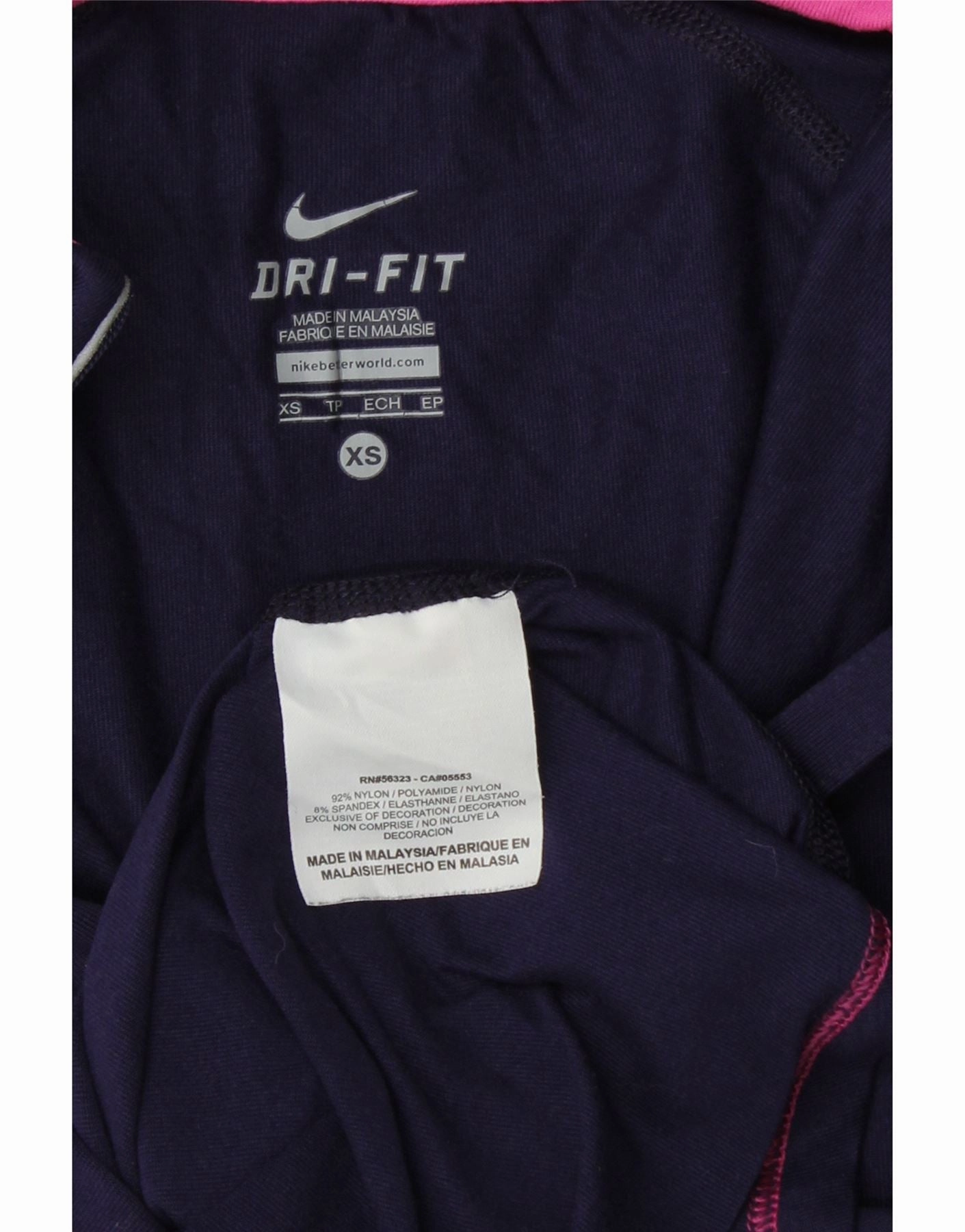 NIKE Womens Dri Fit Zip Neck Pullover Tracksuit Top UK 6 XS Navy Blue