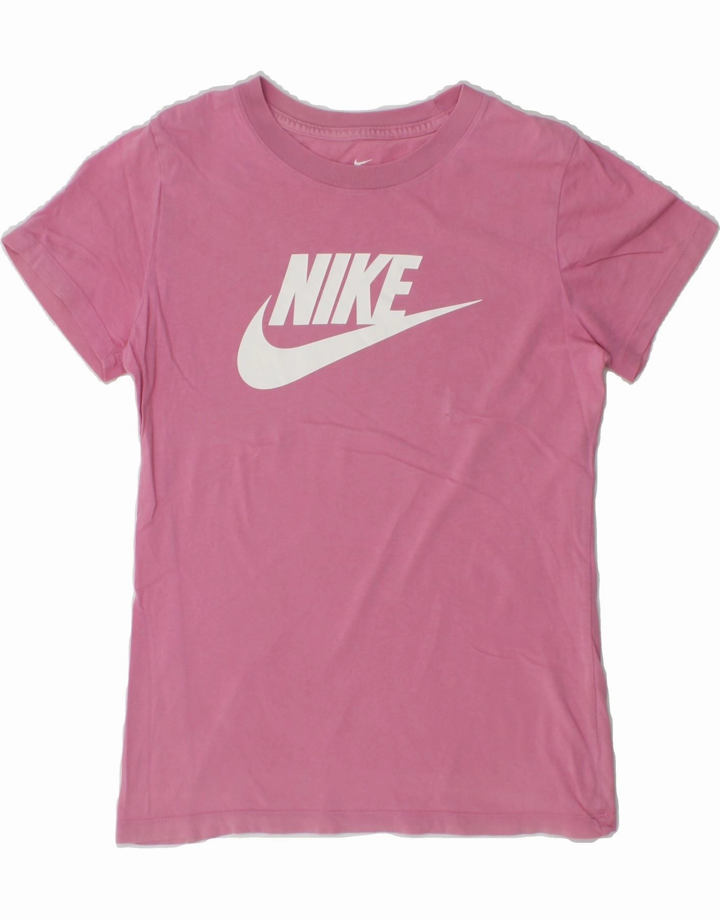 NIKE Womens Graphic T-Shirt Top UK 10 Small Pink Cotton