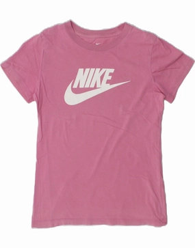 NIKE Womens Graphic T-Shirt Top UK 10 Small Pink Cotton
