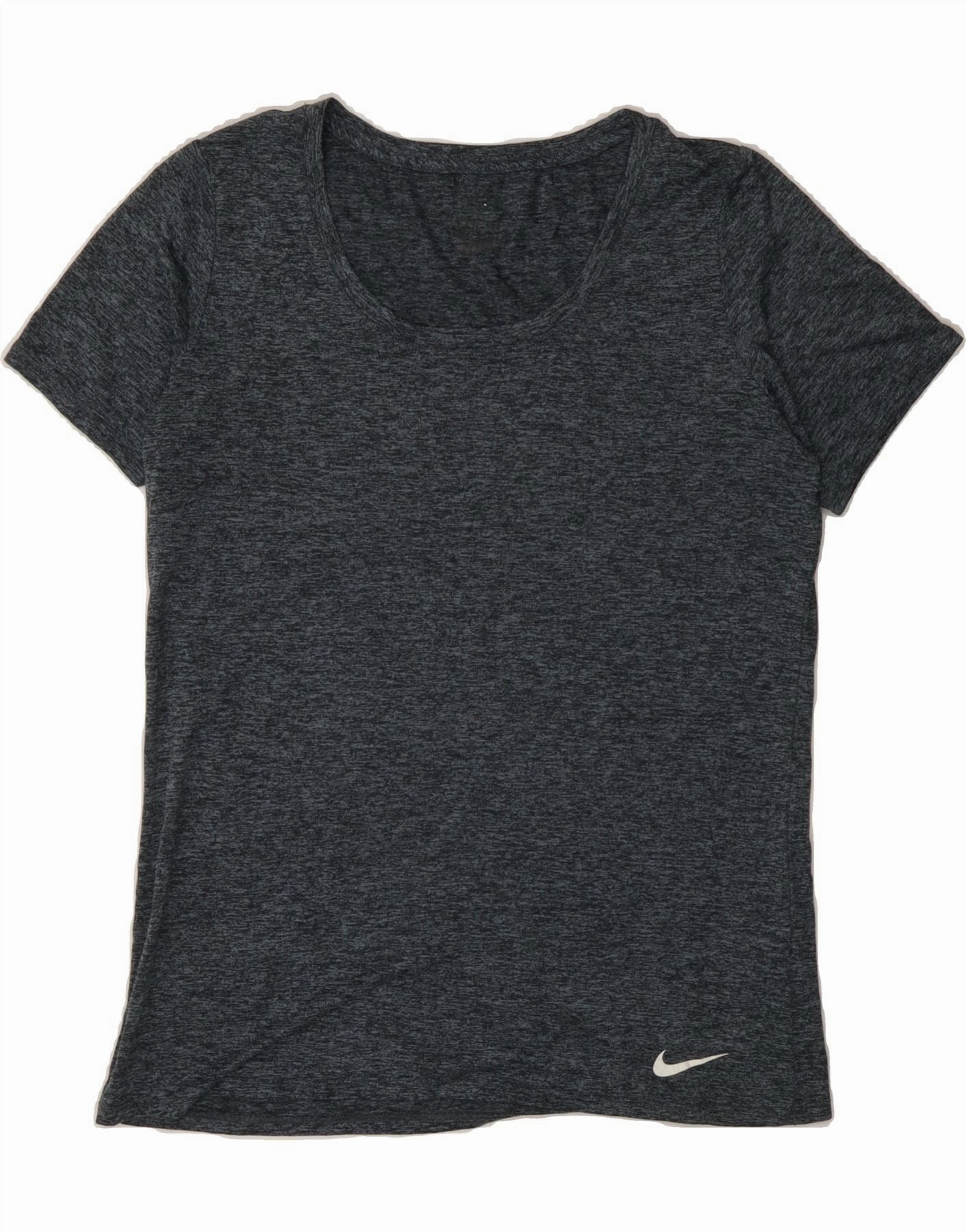 NIKE Womens T-Shirt Top UK 14 Medium Grey Flecked Polyester
