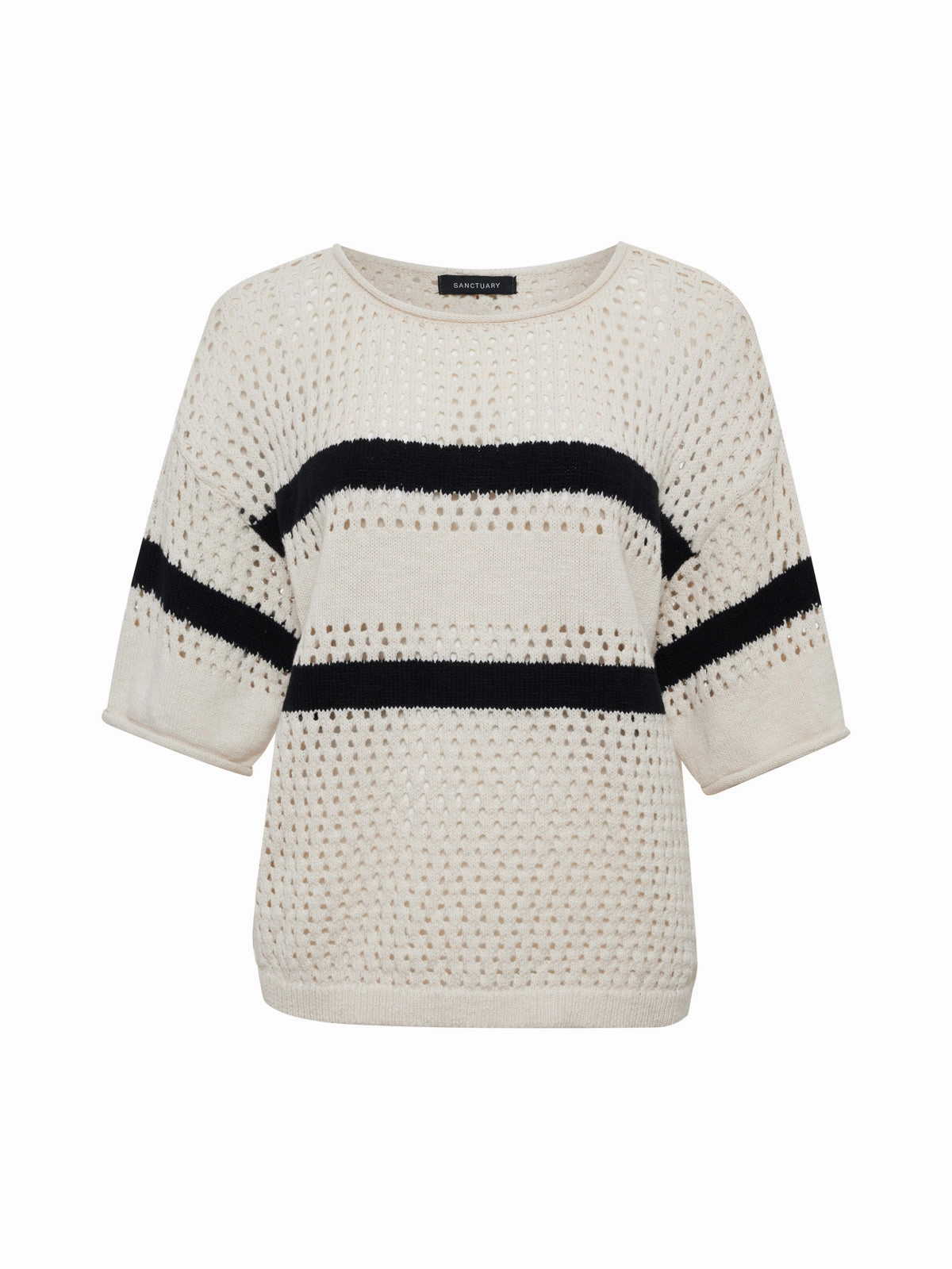 Openwork Tee Black Chalk Stripe