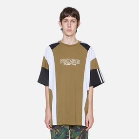 Oversized Panelled T-Shirt Green Khaki Rose Outline