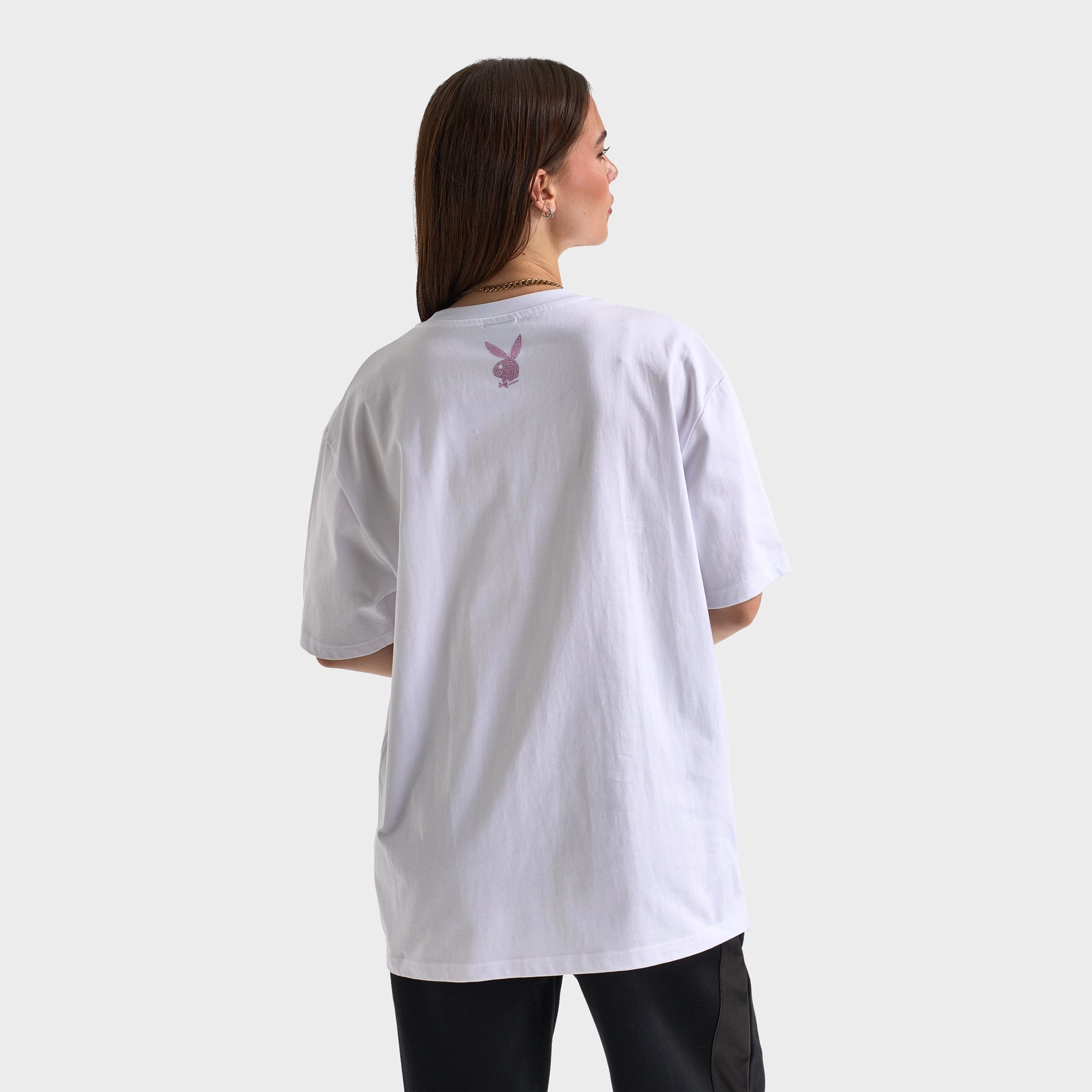 Playboy Women's Diamonte Izabela Oversized Graphic T-Shirt /