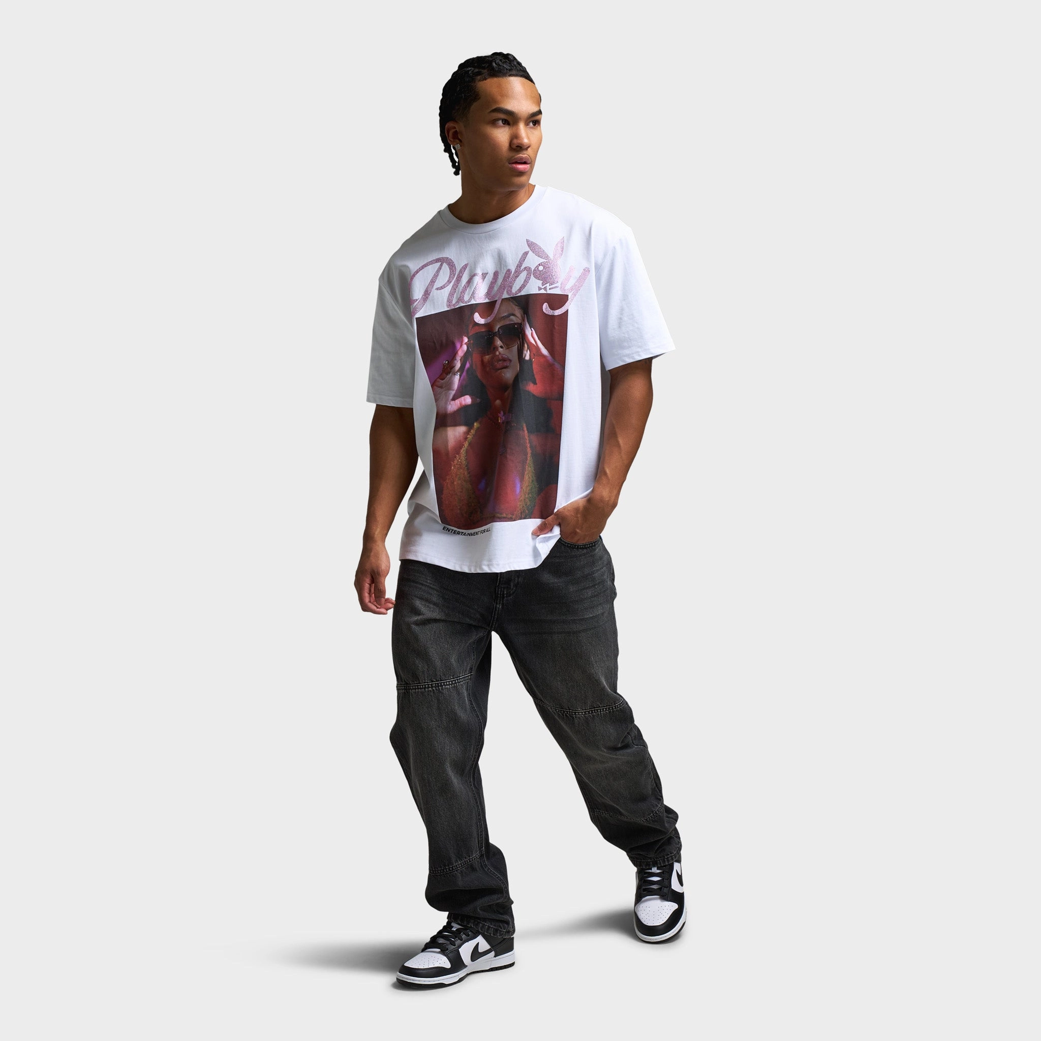Playboy Women's Diamonte Izabela Oversized Graphic T-Shirt /