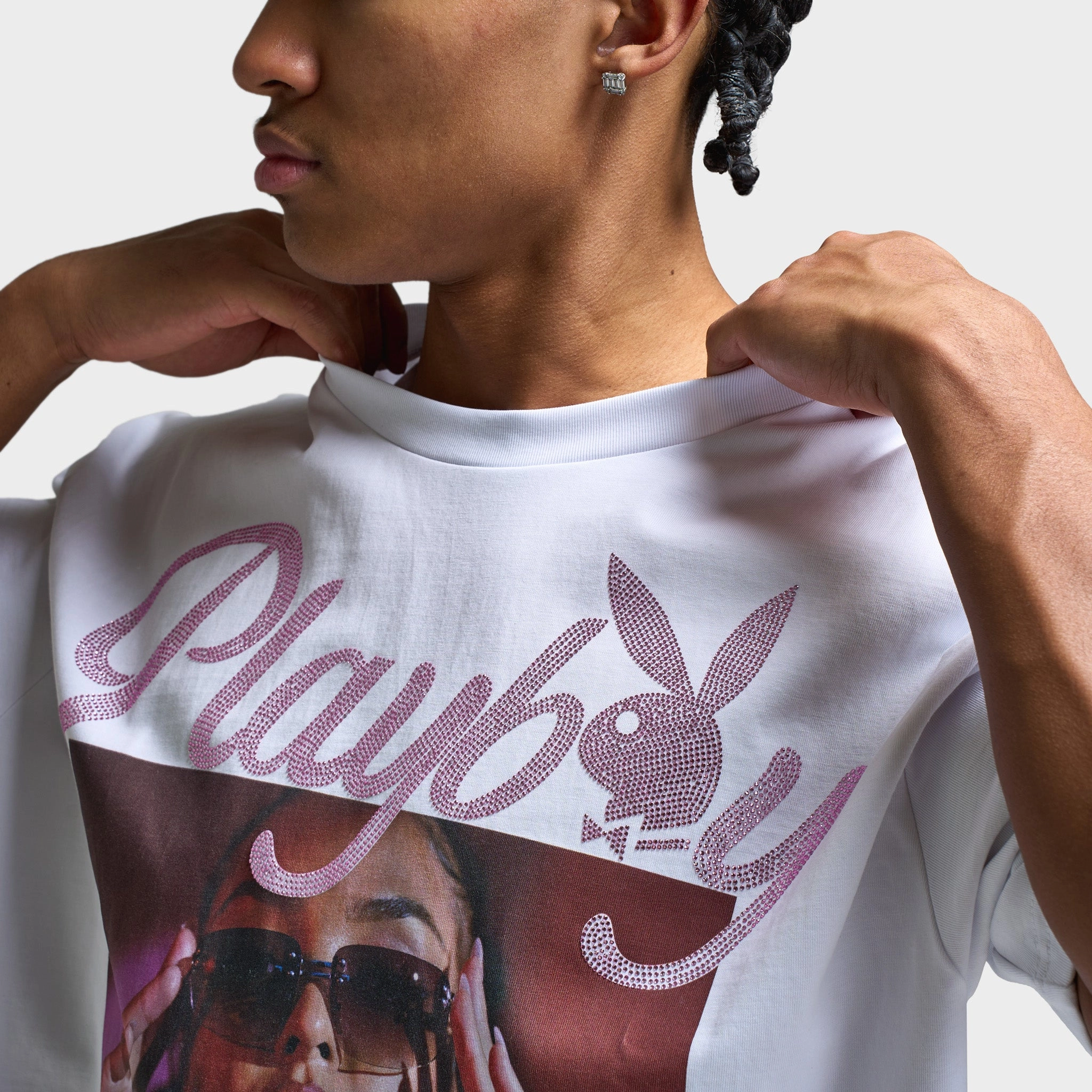 Playboy Women's Diamonte Izabela Oversized Graphic T-Shirt /