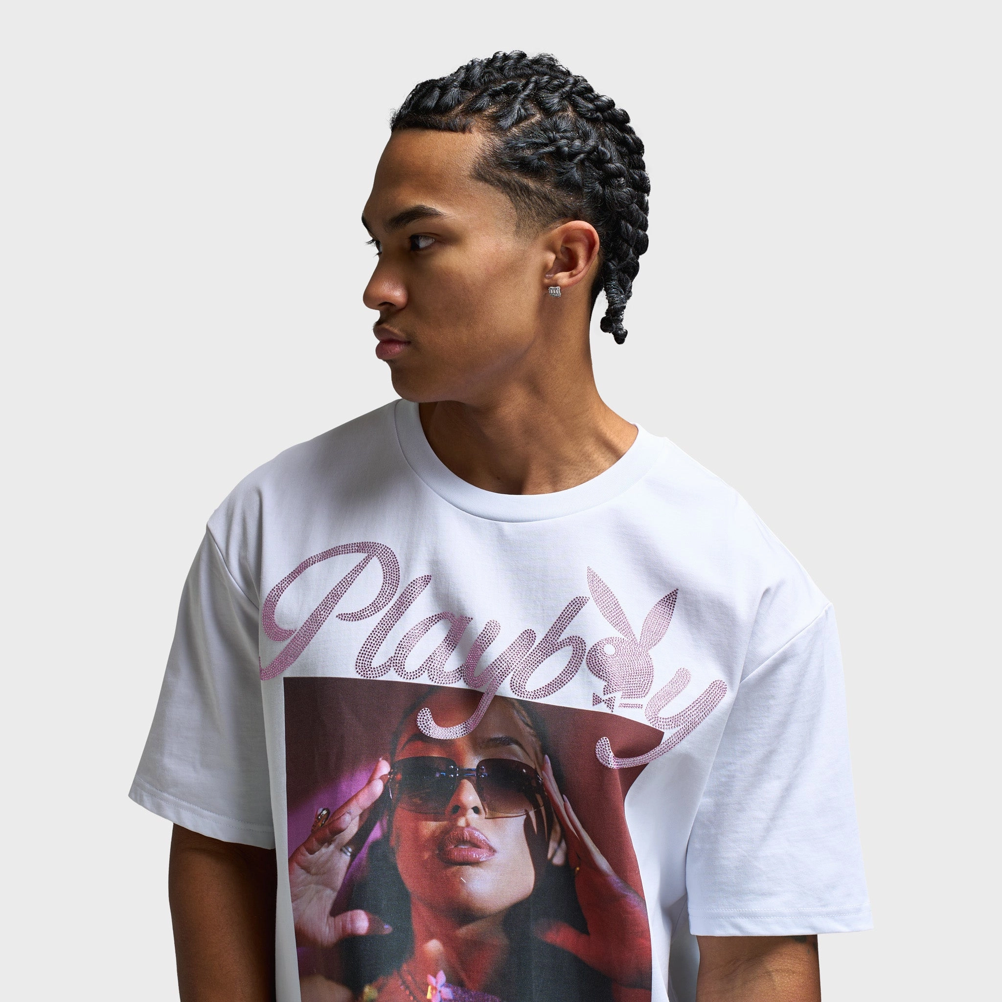 Playboy Women's Diamonte Izabela Oversized Graphic T-Shirt /