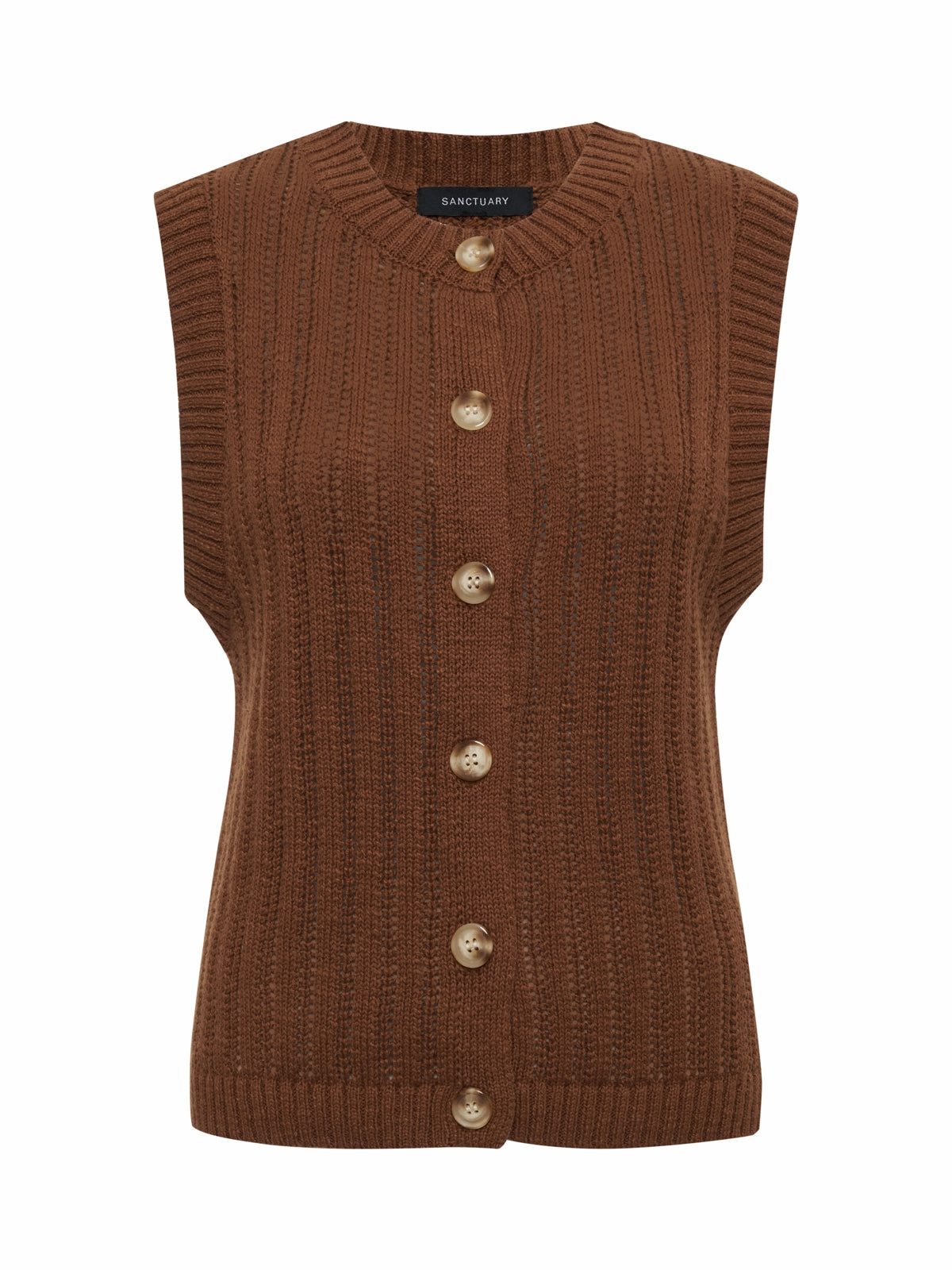 Pointelle Shell Sweater Sepia