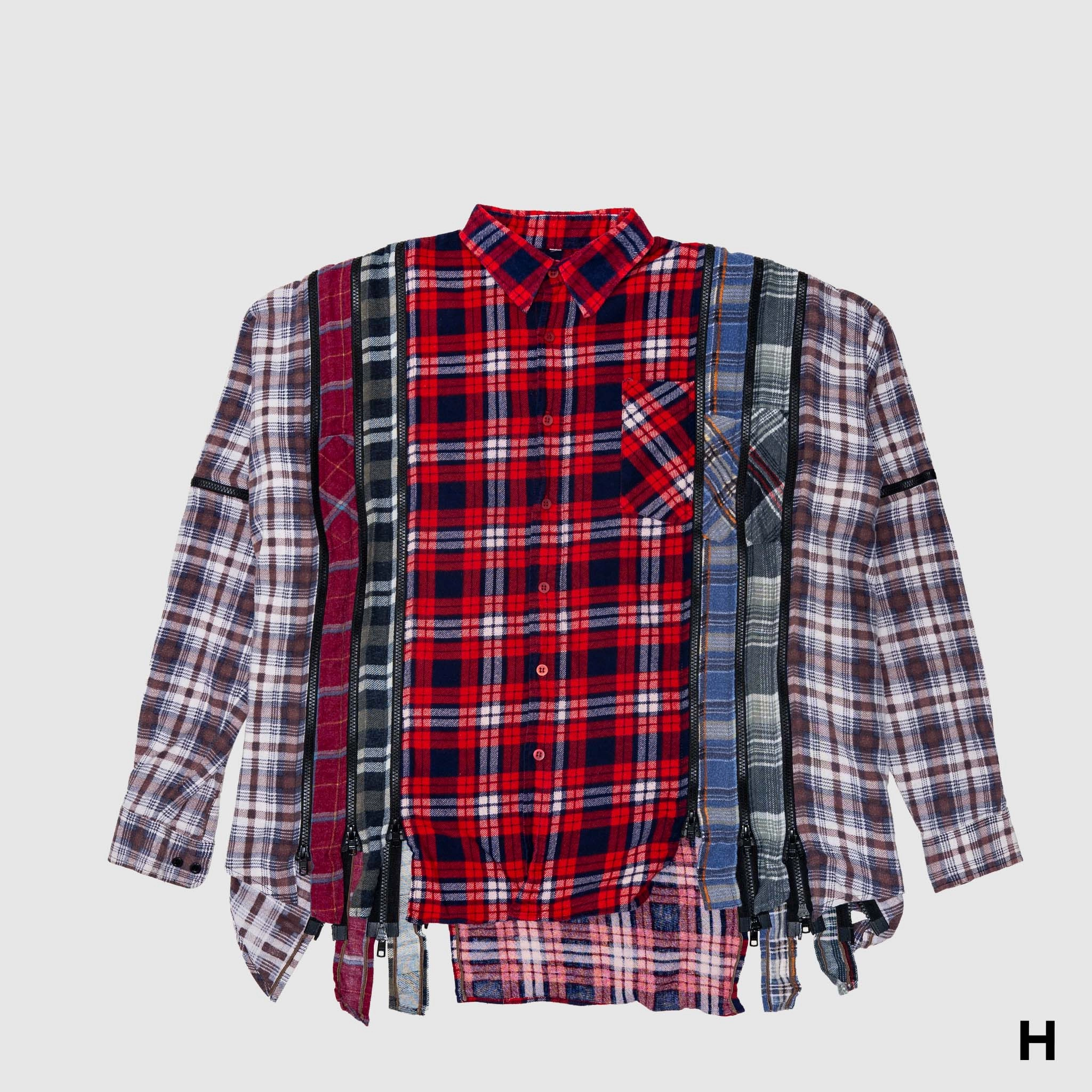 REBUILD BY NEEDLES 7 CUTS ZIPPED WIDE FLANNEL SHIRT
