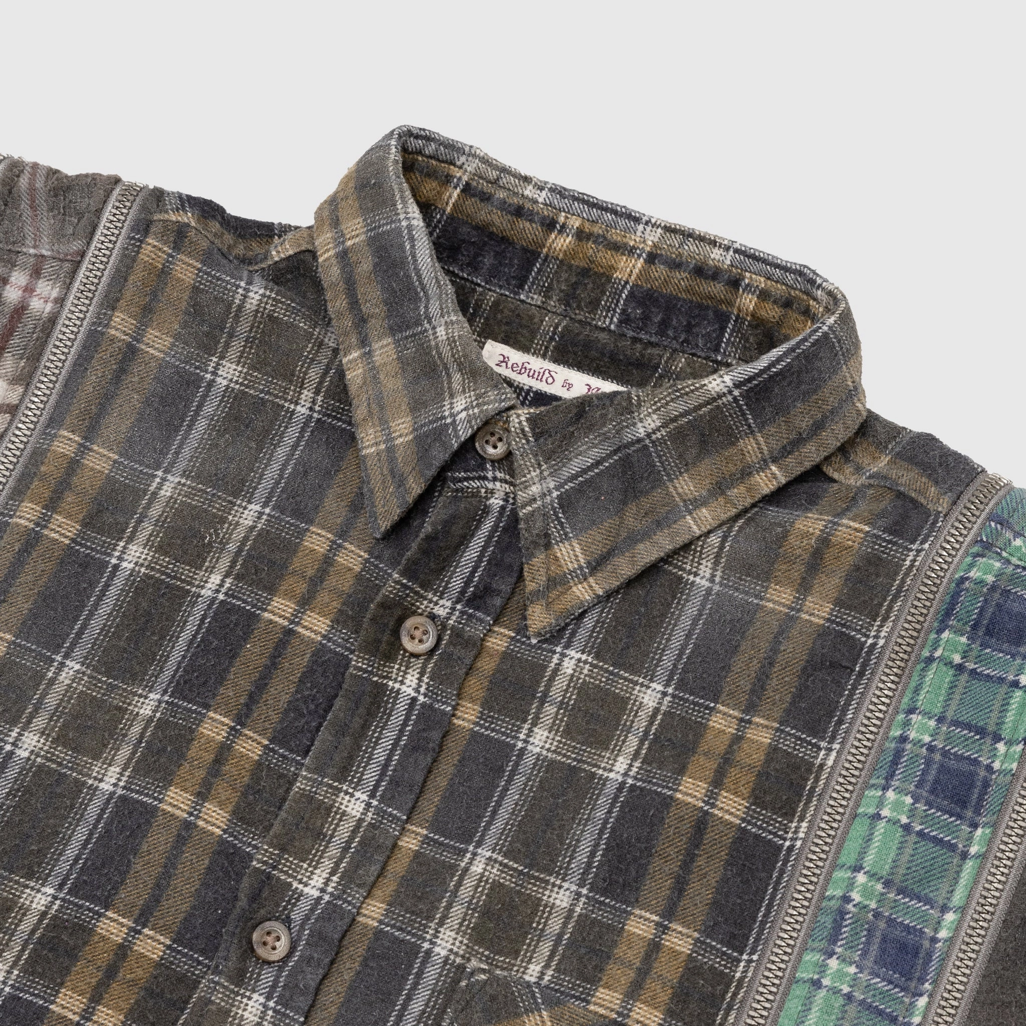 REBUILD BY NEEDLES 7 CUTS ZIPPED WIDE SHIRT
