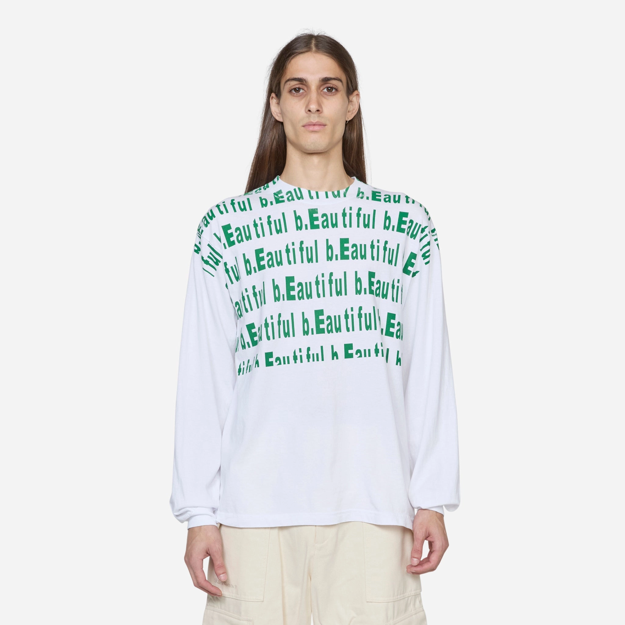 Repeat Logo Longsleeve T-Shirt White | Green