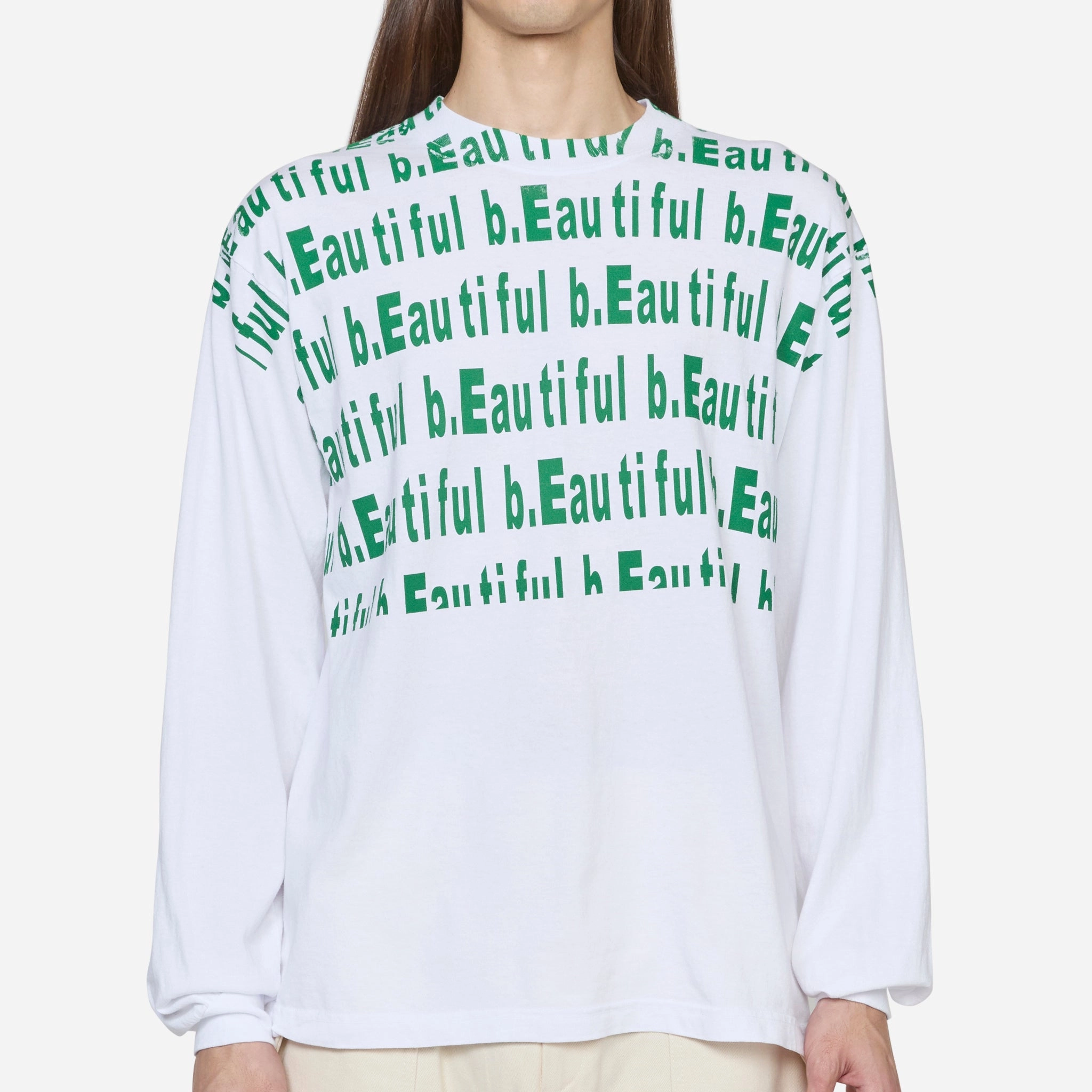 Repeat Logo Longsleeve T-Shirt White | Green