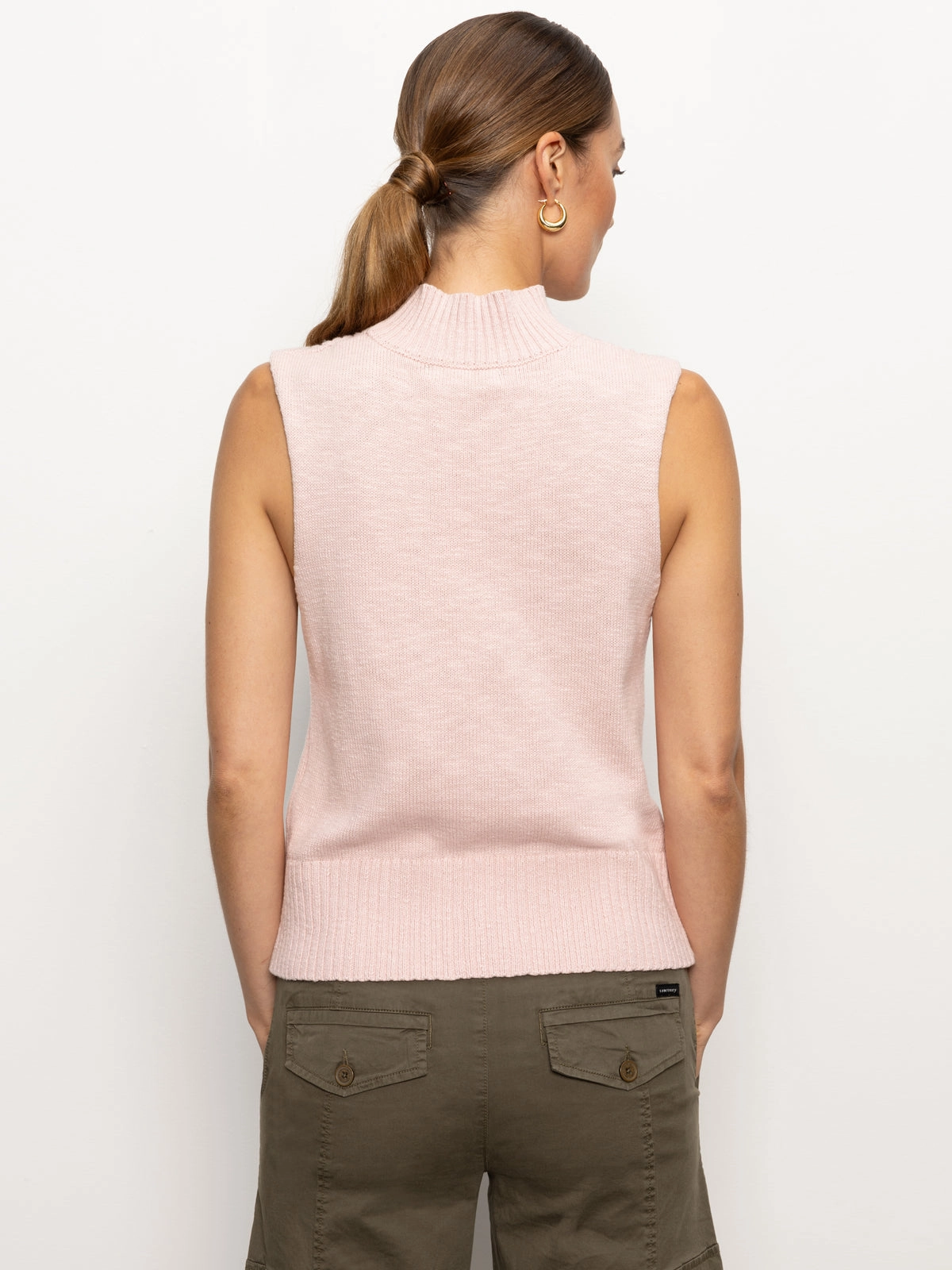 Rib Detail Mock Tank Rosewood