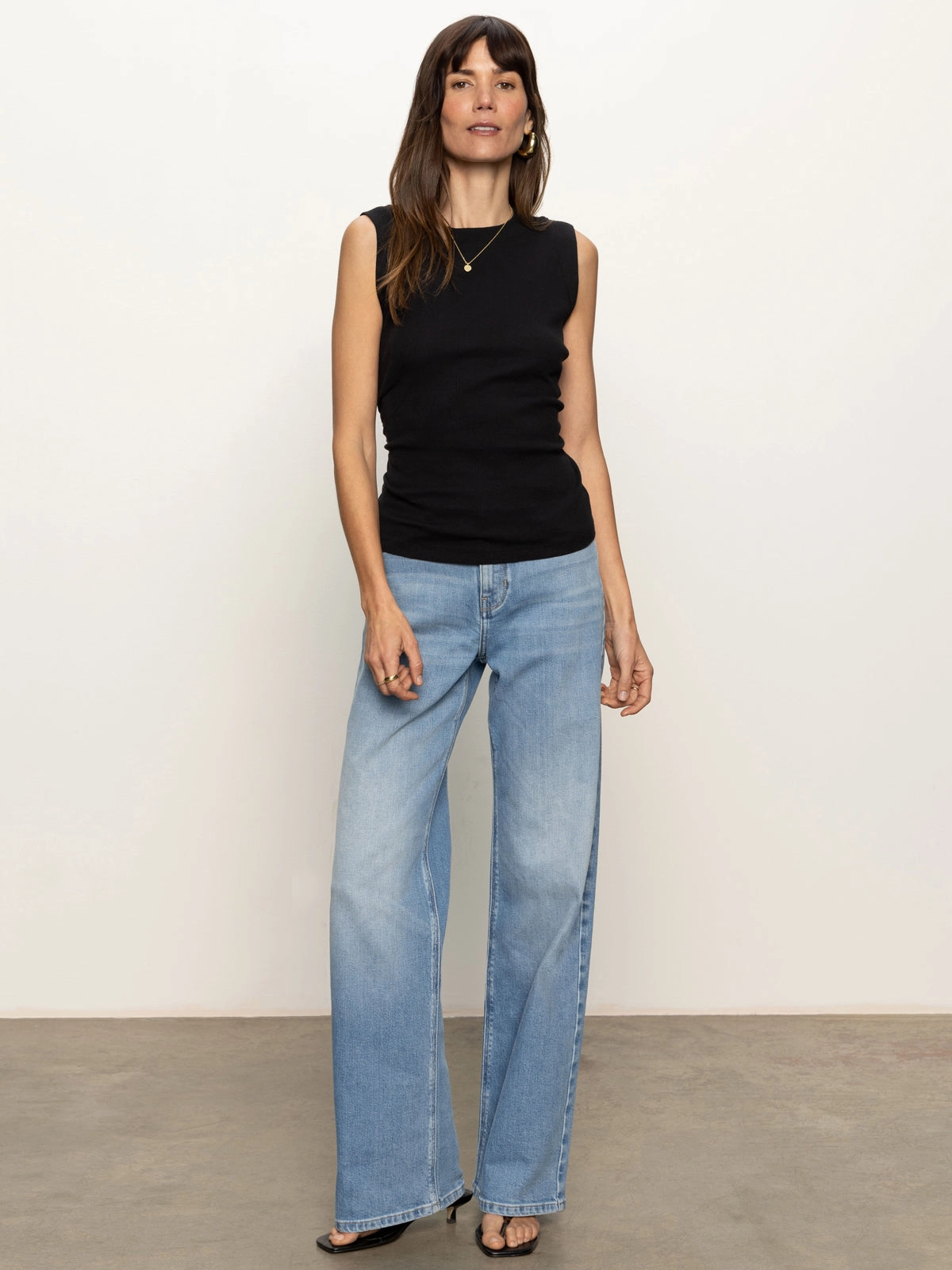 Ribbed Ruched Tank Black