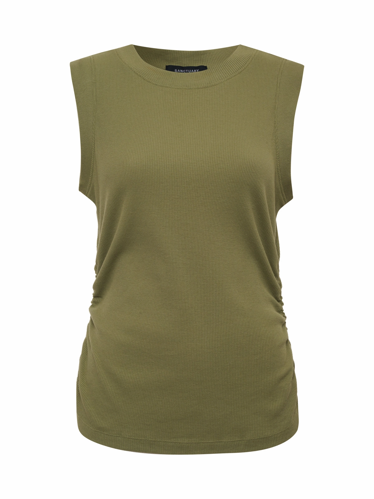 Ribbed Ruched Tank Sage