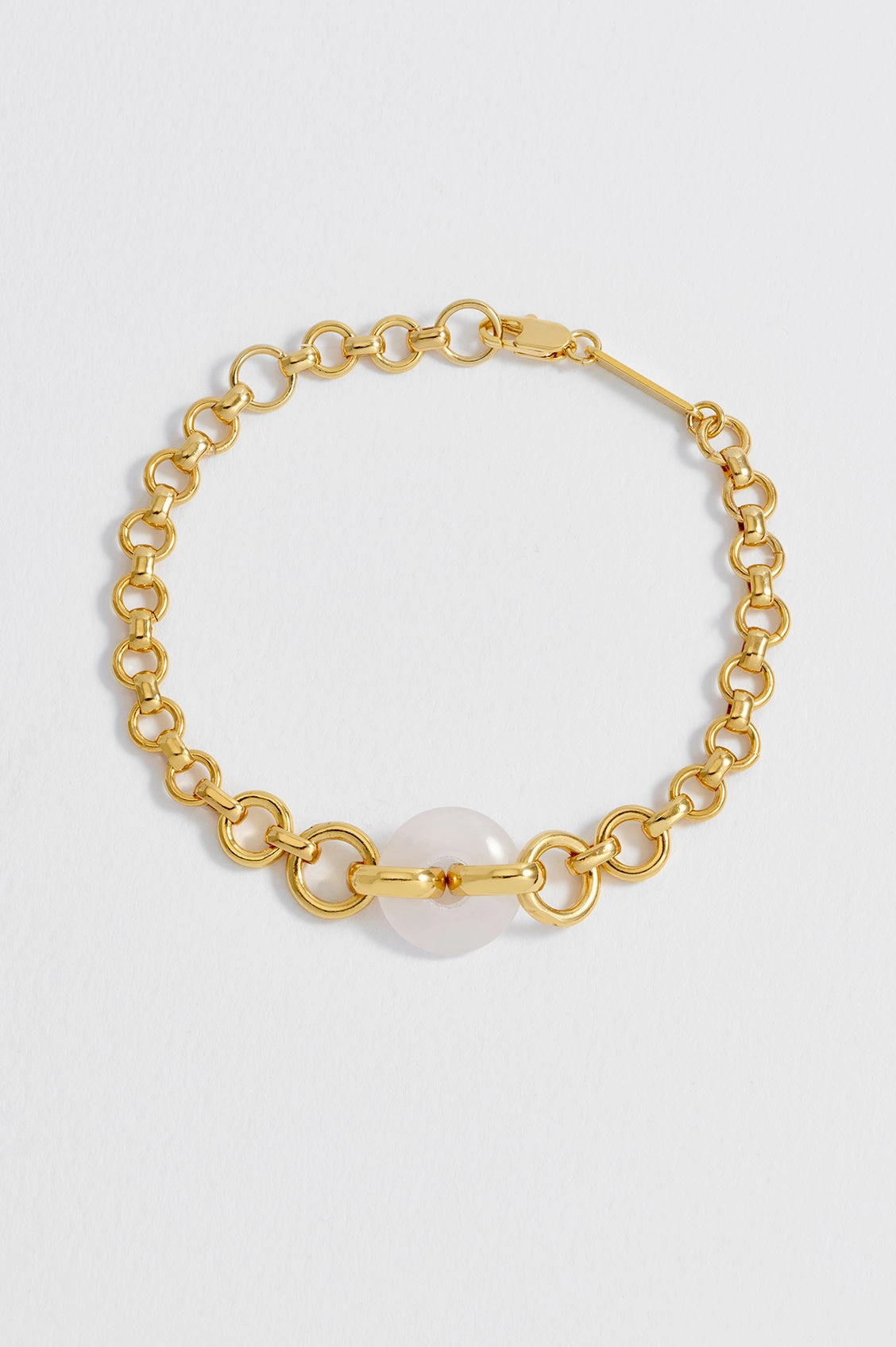 Rose Quartz Graduated Link T-Bar Bracelet