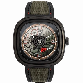 SevenFriday Men's Watch - T-Series Green Tiger Leather and Canvas Strap | T3-04