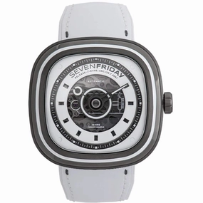 SevenFriday Men's Watch - T-Series White-T Power Reserve White Leather Strap | T1-05