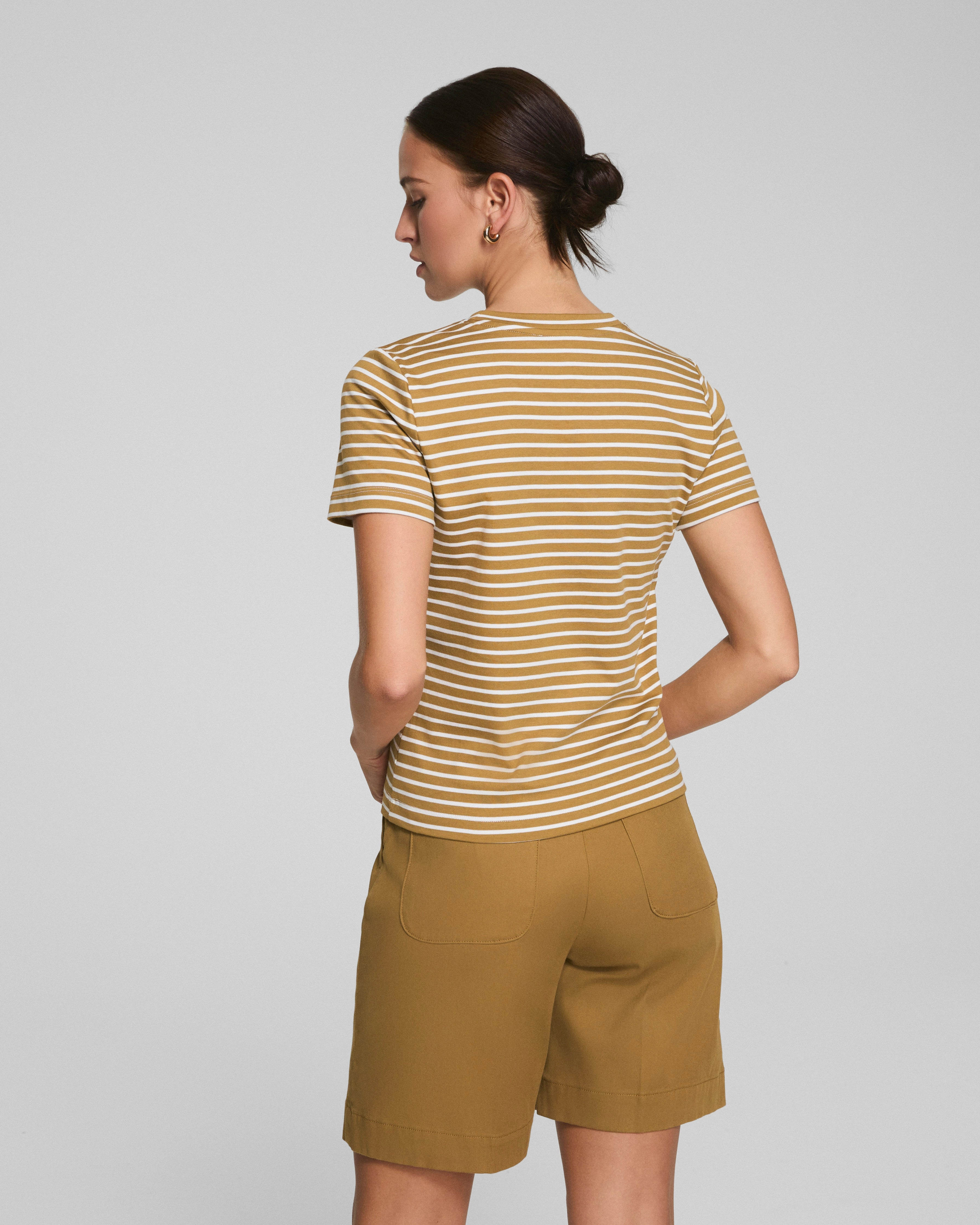 SPANX® Cotton Crewneck Tee, Stripe